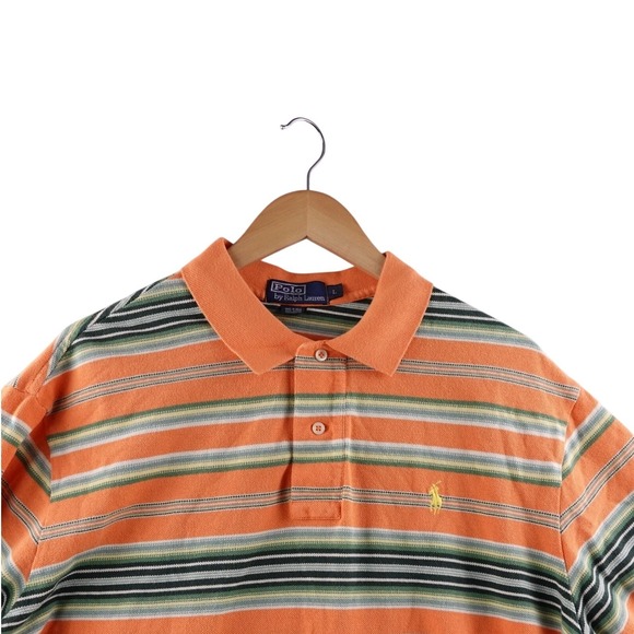 Polo Ralph Lauren Other - Polo Ralph Lauren‎ Men's Orange Striped Short Sleeve Polo Shirt Size L